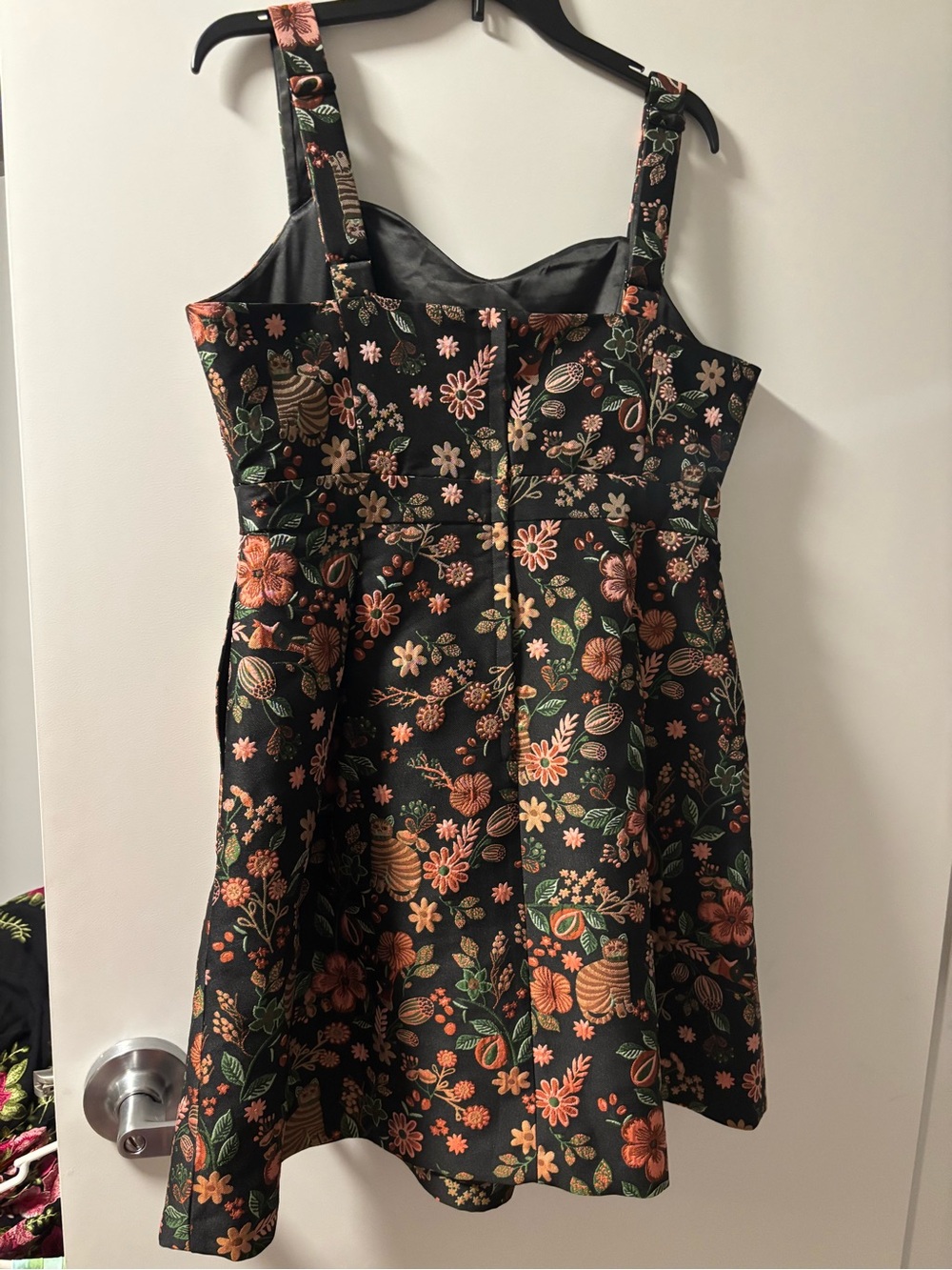 Modcloth Black Floral Mini Dress with Pink and Green Print - Picture 4 of 9